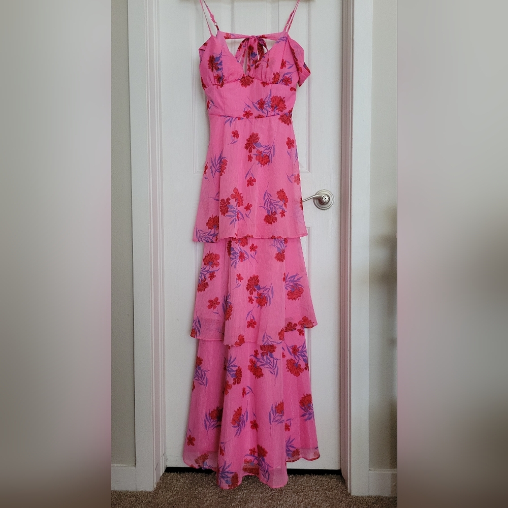 Floral Crystal Doll Tiered Maxi Dress